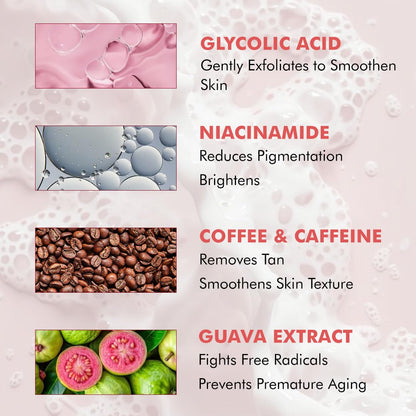 mCaffeine Kojic Acid Glutathione Soap Bar, 1% Formula, 3x100g, Niacinamide, Glycolic Acid, Guava Scent - packaging