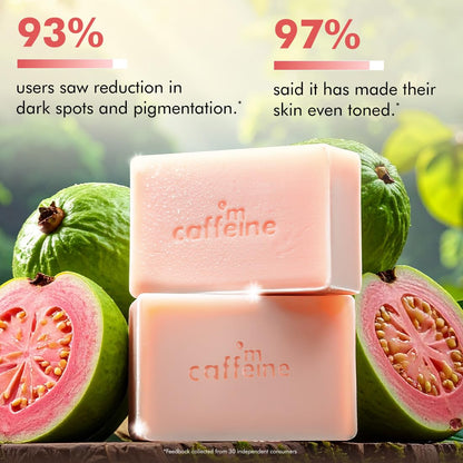 mCaffeine Kojic Acid Glutathione Soap Bar, 1% Formula, 3x100g, Niacinamide, Glycolic Acid, Guava Scent - close-up detail