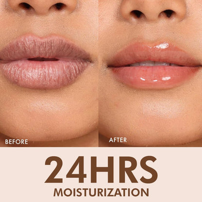 mCaffeine Lip Juice Tinted Lip Balm - Berry Blush | 24 hrs Moisturization | With Peptides, Cocoa Butter & Vitamin E | Dry & C