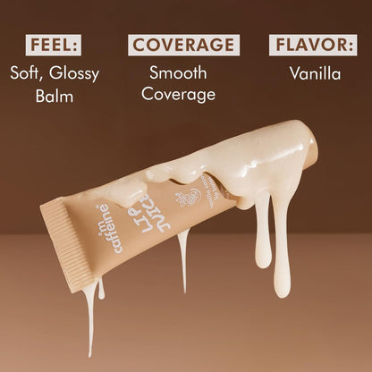 mCaffeine Lip Juice Tinted Lip Balm - Berry Blush | 24 hrs Moisturization | With Peptides, Cocoa Butter & Vitamin E | Dry & C