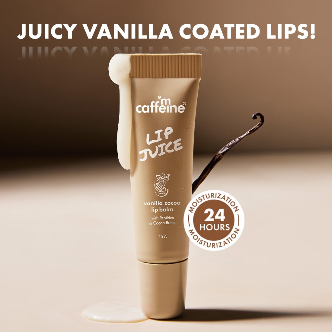 mCaffeine Lip Juice Tinted Lip Balm - Berry Blush | 24 hrs Moisturization | With Peptides, Cocoa Butter & Vitamin E | Dry & C