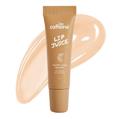 mCaffeine Lip Juice Tinted Lip Balm - Berry Blush | 24 hrs Moisturization | With Peptides, Cocoa Butter & Vitamin E | Dry & C