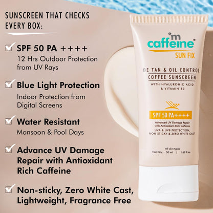 mcaffeine Matte Sunscreen SPF 50, 50ml Gel Cream, Water Resistant, Zero White Cast, Unisex for All Skin Types - packaging