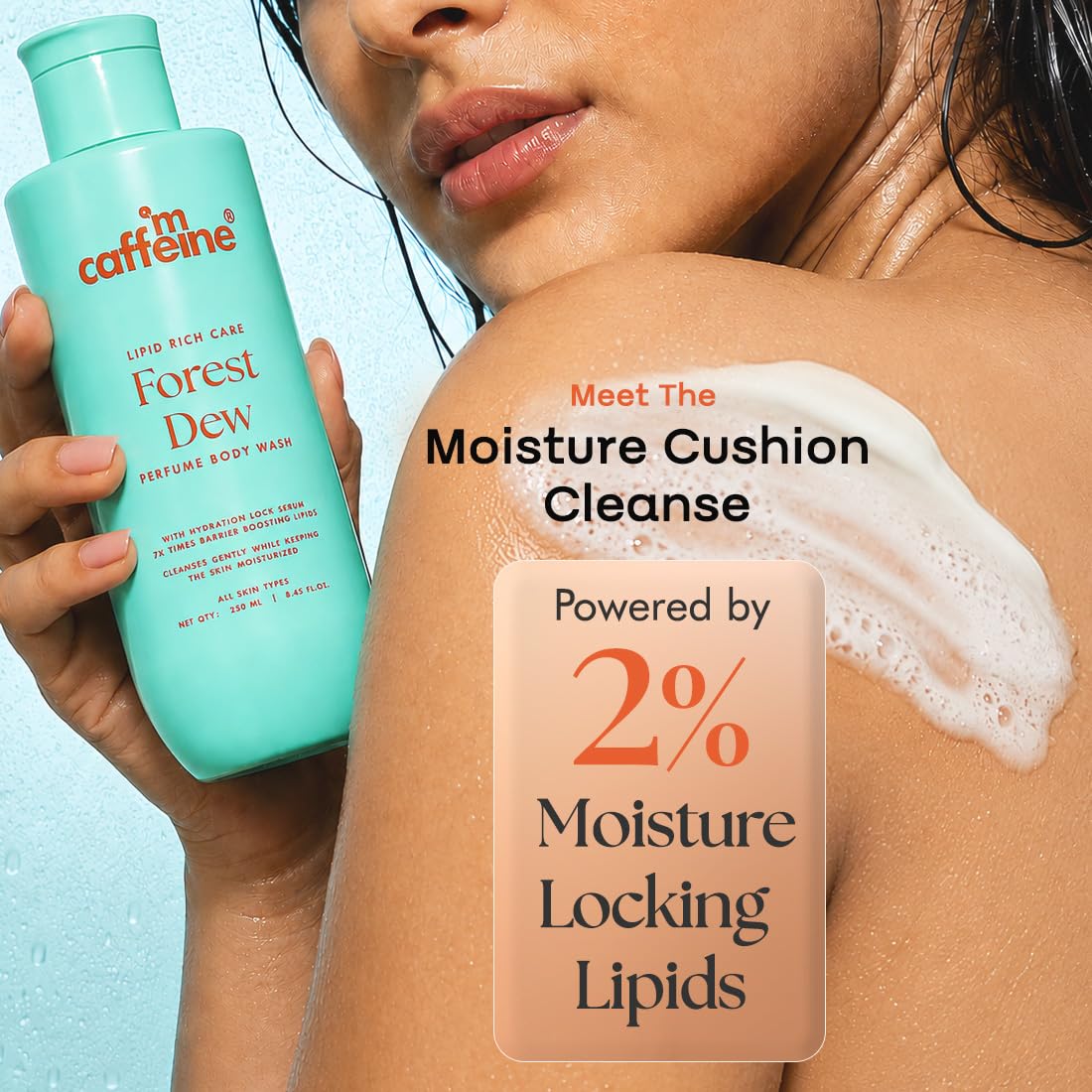 mcaffeine Milky Body Wash Gel with Glycerin, Betaine, Lipids, Coconut Oil, 250ml, Forest Dew Fragrance, Unisex, Adult - front