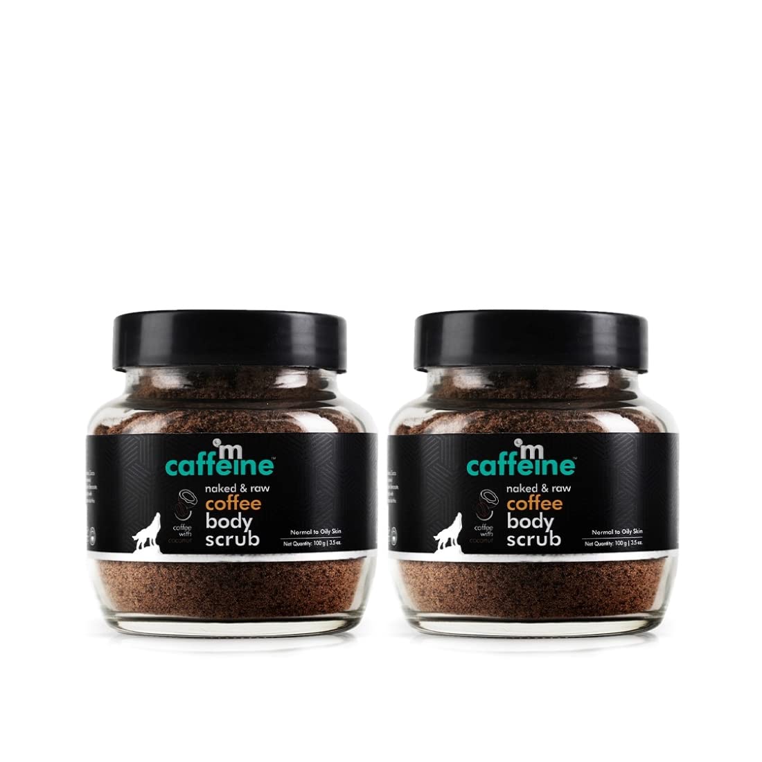 mcaffeine Naked & Raw Coffee Body Scrub, Pack of 2, 200g Total, Vegan & Cruelty-Free