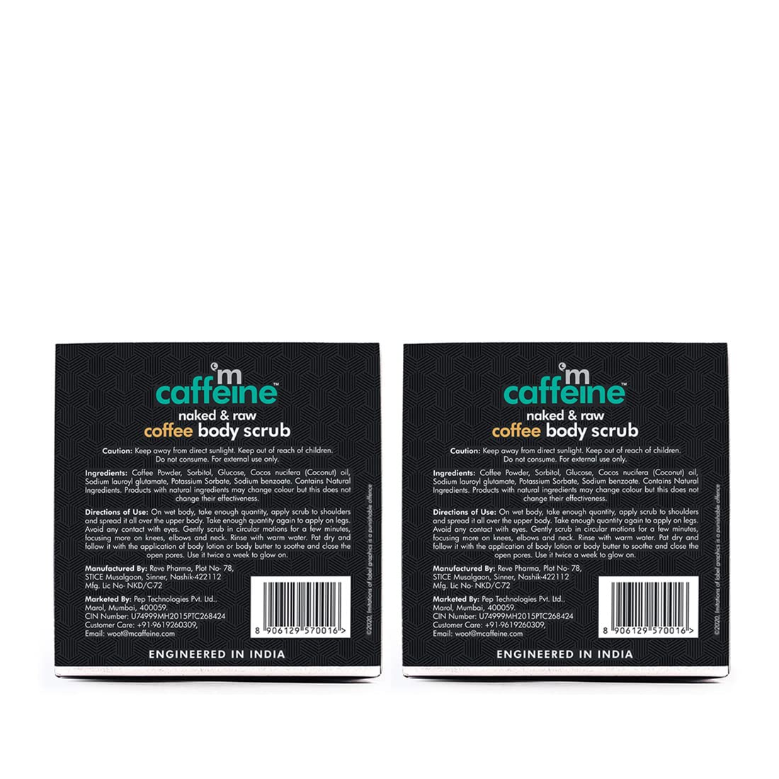 mcaffeine Naked & Raw Coffee Body Scrub, Pack of 2, 200g Total, Vegan & Cruelty-Free - in use