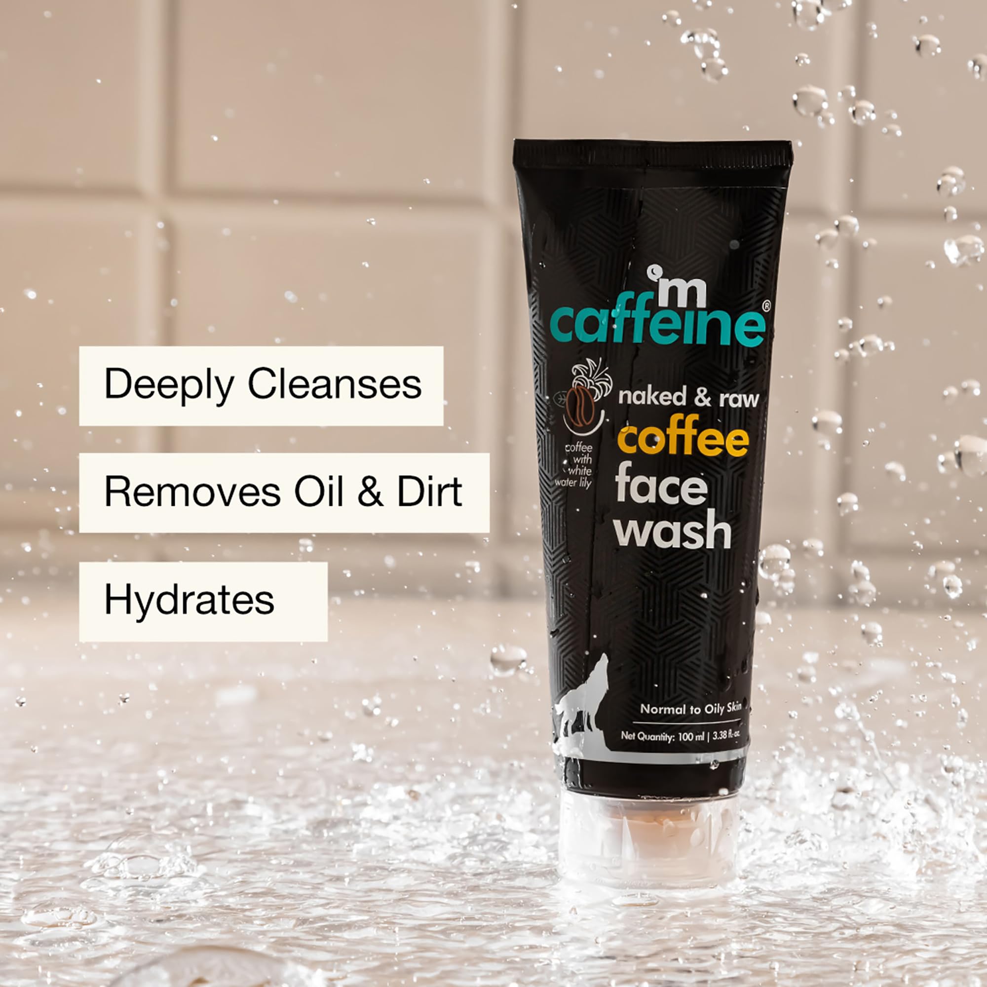 mcaffeine Naked & Raw Coffee Face Wash, 100ml, Vegan, Cruelty-Free, Dermatologically Tested, Unisex - front view