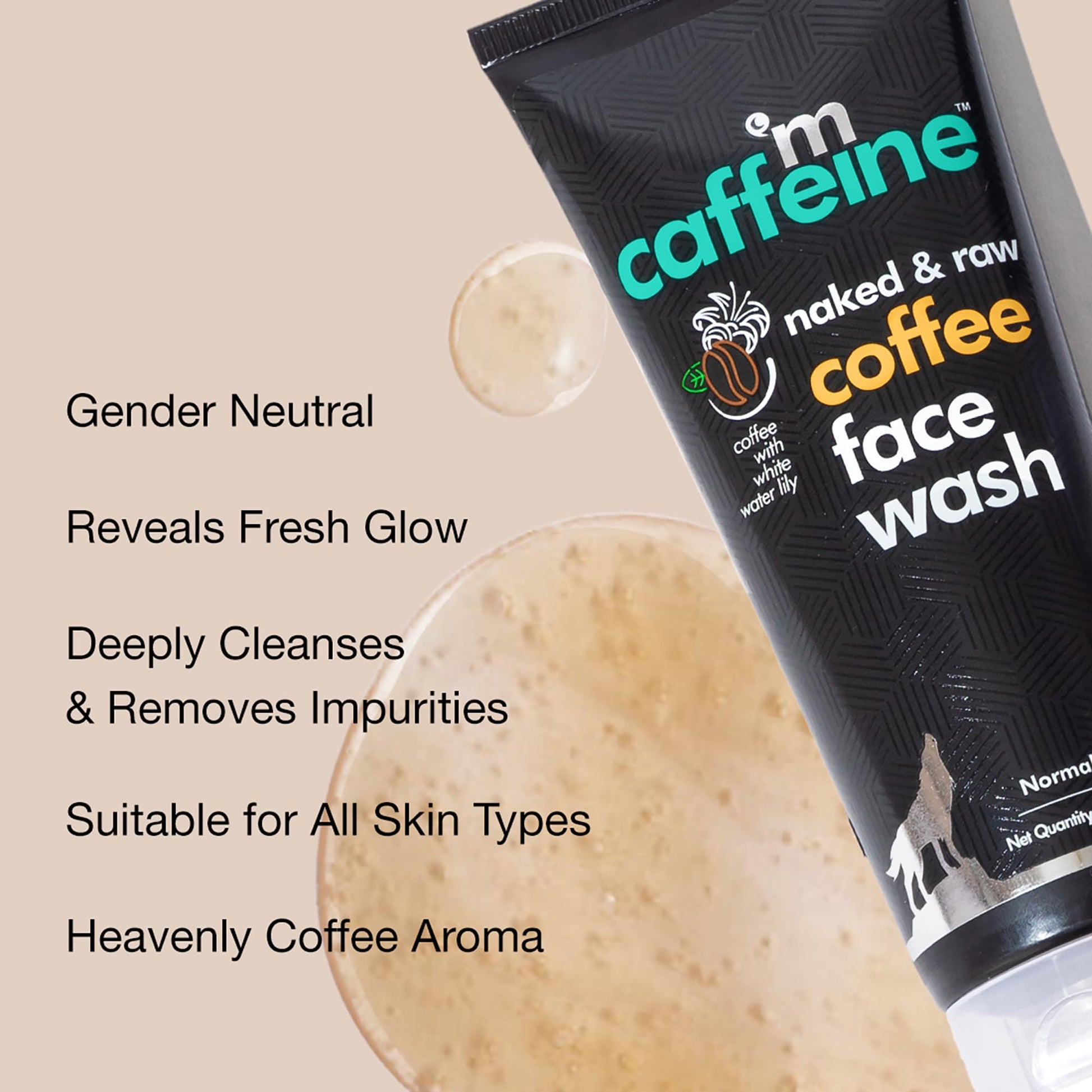 mcaffeine Naked & Raw Coffee Face Wash, 100ml, Vegan, Cruelty-Free, Dermatologically Tested, Unisex - label detail