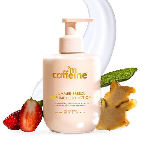 mCaffeine Perfume Body Lotion, 300ml, Niacinamide, Cocoa Butter, Shea Butter, Aquatic Beachy Scent