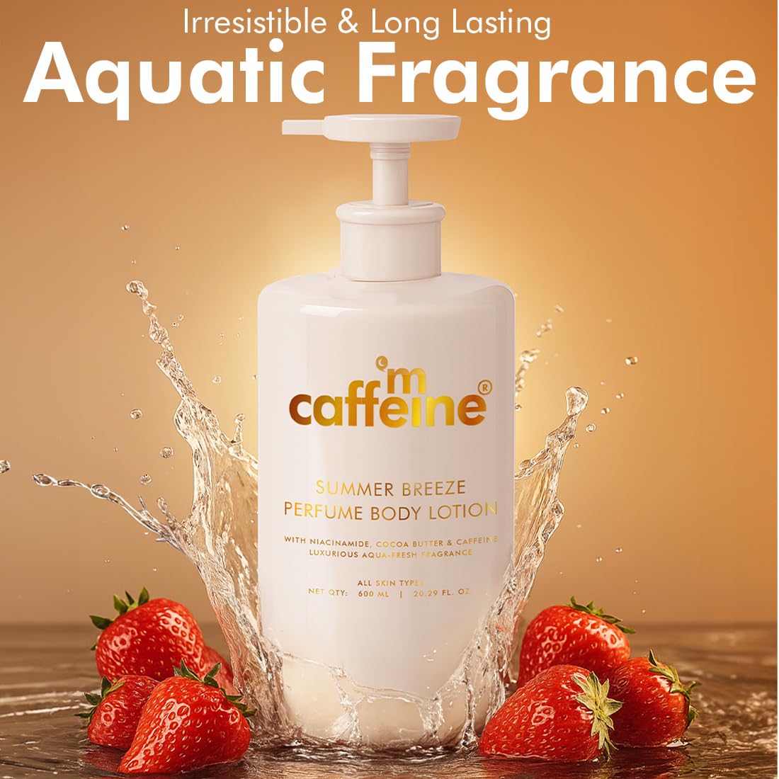 mCaffeine Perfume Body Lotion, 300ml, Niacinamide, Cocoa Butter, Shea Butter, Aquatic Beachy Scent - packaging (13)