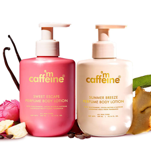 mcaffeine Perfume Body Lotion Combo, 300ml x 2, Niacinamide Cocoa Shea Butter, Sweet Escape Summer Breeze Scents