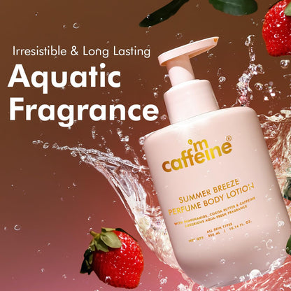 mcaffeine Perfume Body Lotion Combo, 300ml x 2, Niacinamide Cocoa Shea Butter, Sweet Escape Summer Breeze Scents - back view