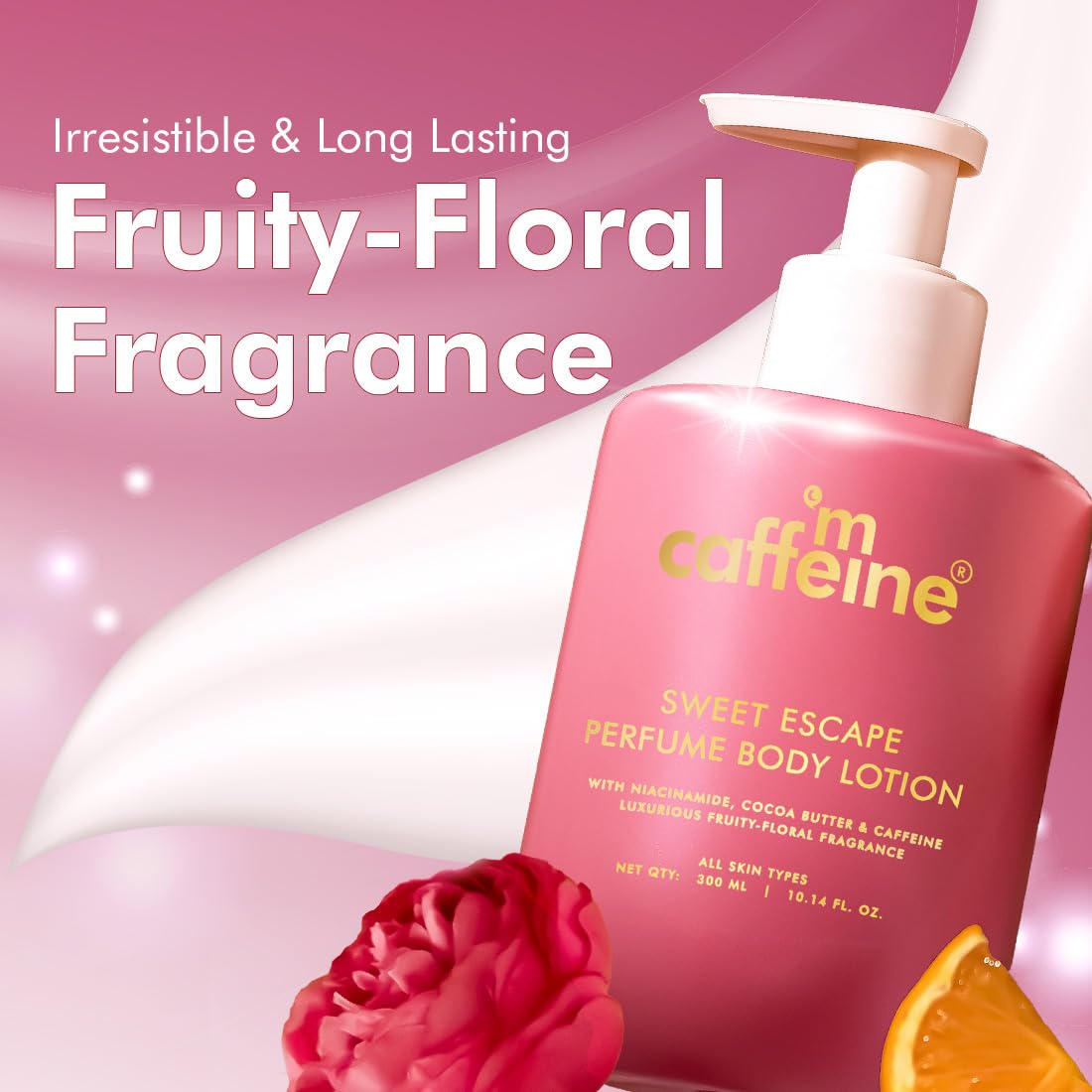 mcaffeine Perfume Body Lotion Combo, 300ml x 2, Niacinamide Cocoa Shea Butter, Sweet Escape Summer Breeze Scents - packaging