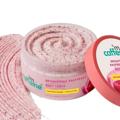 mcaffeine Raspberry Body Scrub, 175g, with AHAs, Niacinamide, Vitamin C, Unisex, PETA Certified
