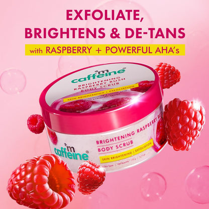 mcaffeine Raspberry Body Scrub, 175g, with AHAs, Niacinamide, Vitamin C, Unisex, PETA Certified - front view