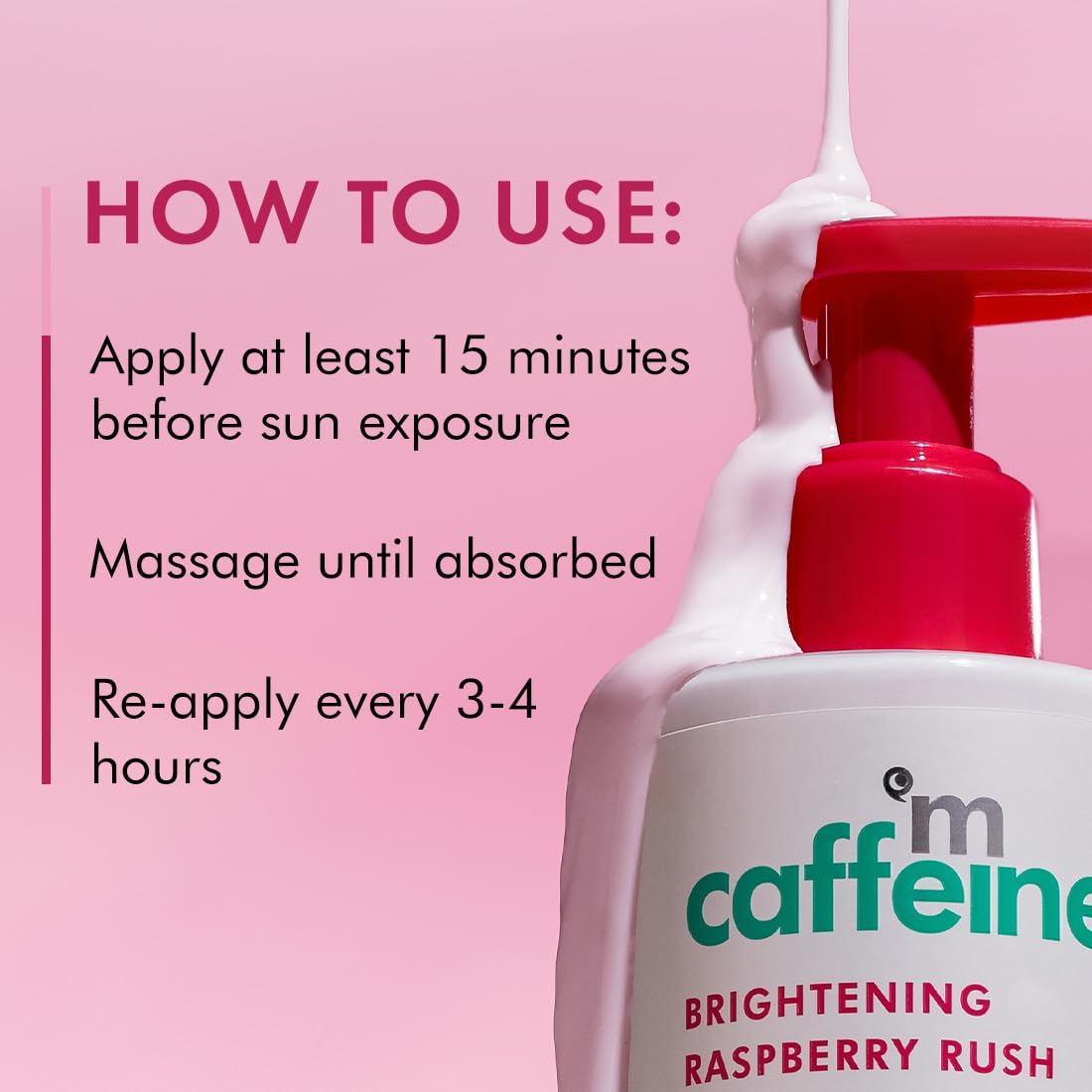 mcaffeine SPF 50 PA+++ Body Lotion, 200ml, with Raspberry Extract, Niacinamide, Coffee, Vitamin C, Unisex - in use