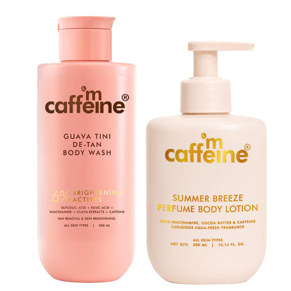 mCaffeine Summer Scent Duo Body Wash and Lotion Set, 2 Items, Glycolic Acid Formula, PETA Certified, Unisex Adult