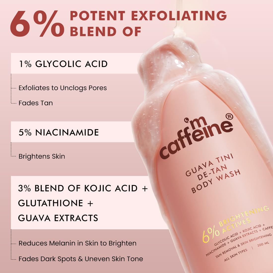 mCaffeine Summer Scent Duo Body Wash and Lotion Set, 2 Items, Glycolic Acid Formula, PETA Certified, Unisex Adult - back view