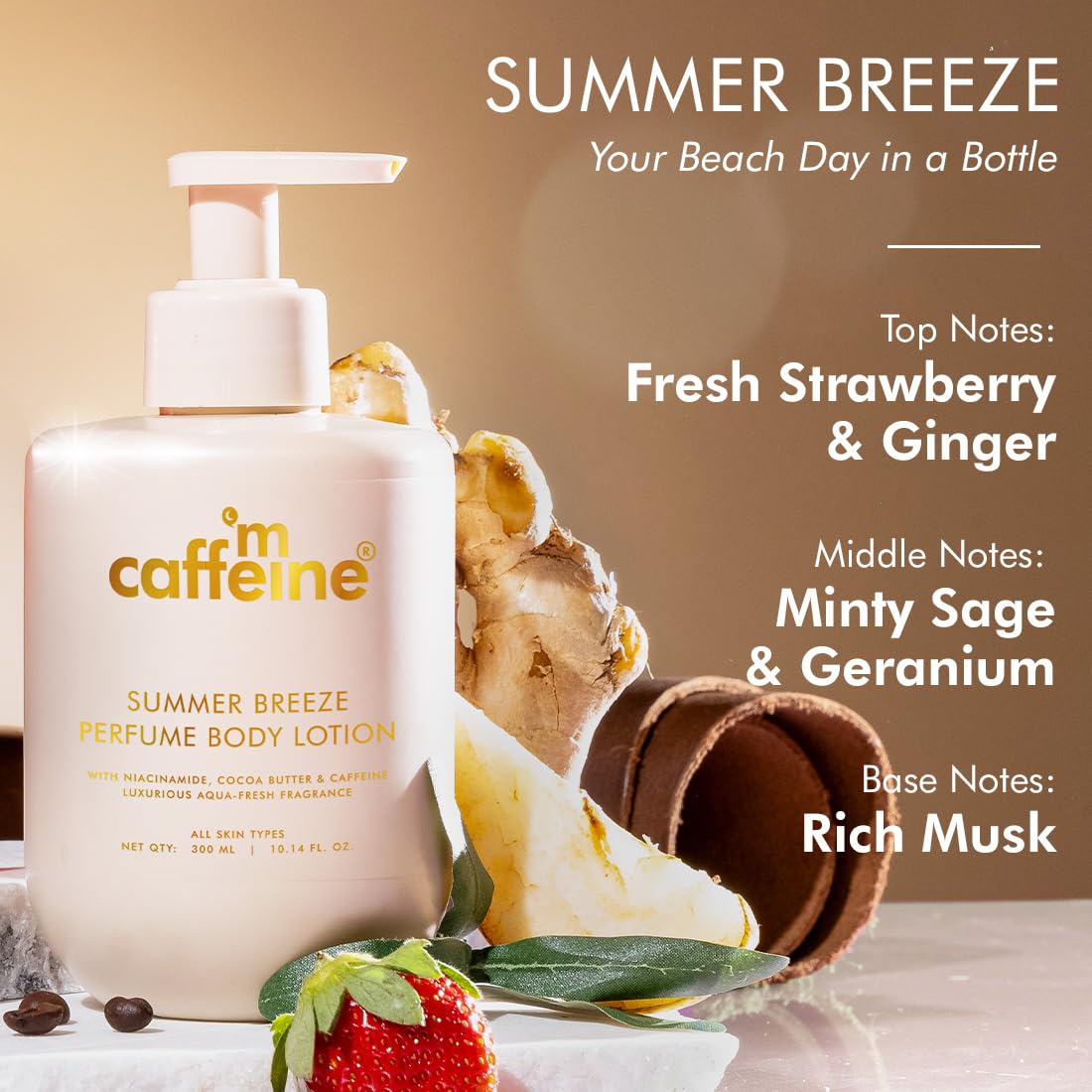 mCaffeine Summer Scent Duo Body Wash and Lotion Set, 2 Items, Glycolic Acid Formula, PETA Certified, Unisex Adult - ingredien
