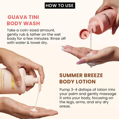 mCaffeine Summer Scent Duo Body Wash and Lotion Set, 2 Items, Glycolic Acid Formula, PETA Certified, Unisex Adult - in use