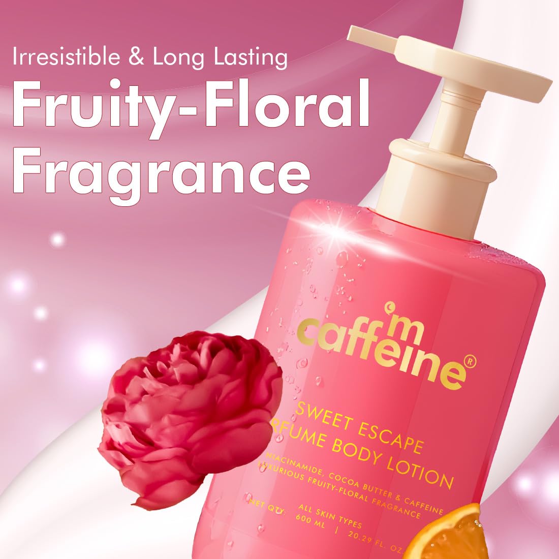 mcaffeine Sweet Escape Perfume Body Lotion 300ml with Niacinamide, Cocoa Butter, Shea Butter, Fruity-Floral Fragrance, Unisex