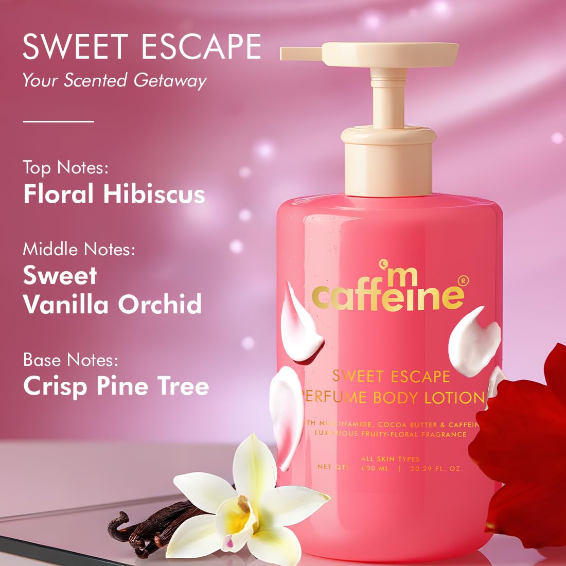 mcaffeine Sweet Escape Perfume Body Lotion 300ml with Niacinamide, Cocoa Butter, Shea Butter, Fruity-Floral Fragrance, Unisex