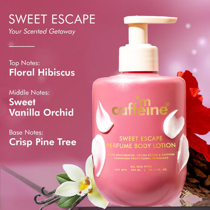 mcaffeine Sweet Escape Perfume Body Lotion 300ml with Niacinamide, Cocoa Butter, Shea Butter, Fruity-Floral Fragrance, Unisex