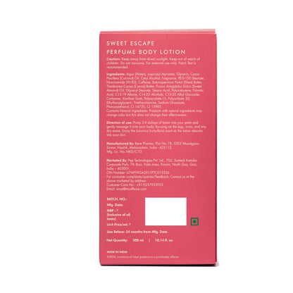 mcaffeine Sweet Escape Perfume Body Lotion 300ml with Niacinamide, Cocoa Butter, Shea Butter, Fruity-Floral Fragrance, Unisex