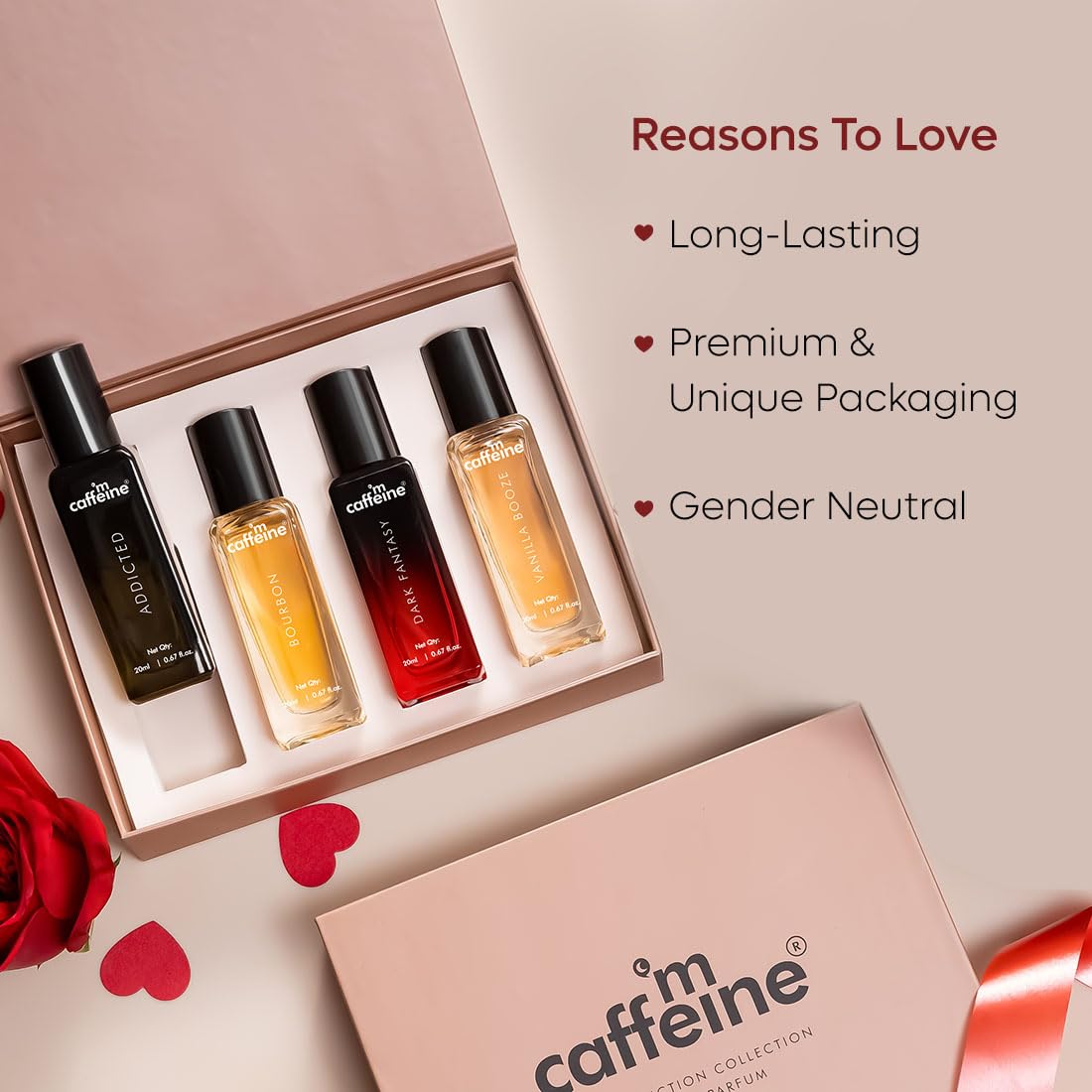 mcaffeine The Addiction Collection Perfume Gift Set, 4 x 20ml Unisex Eau De Parfum - close-up detail