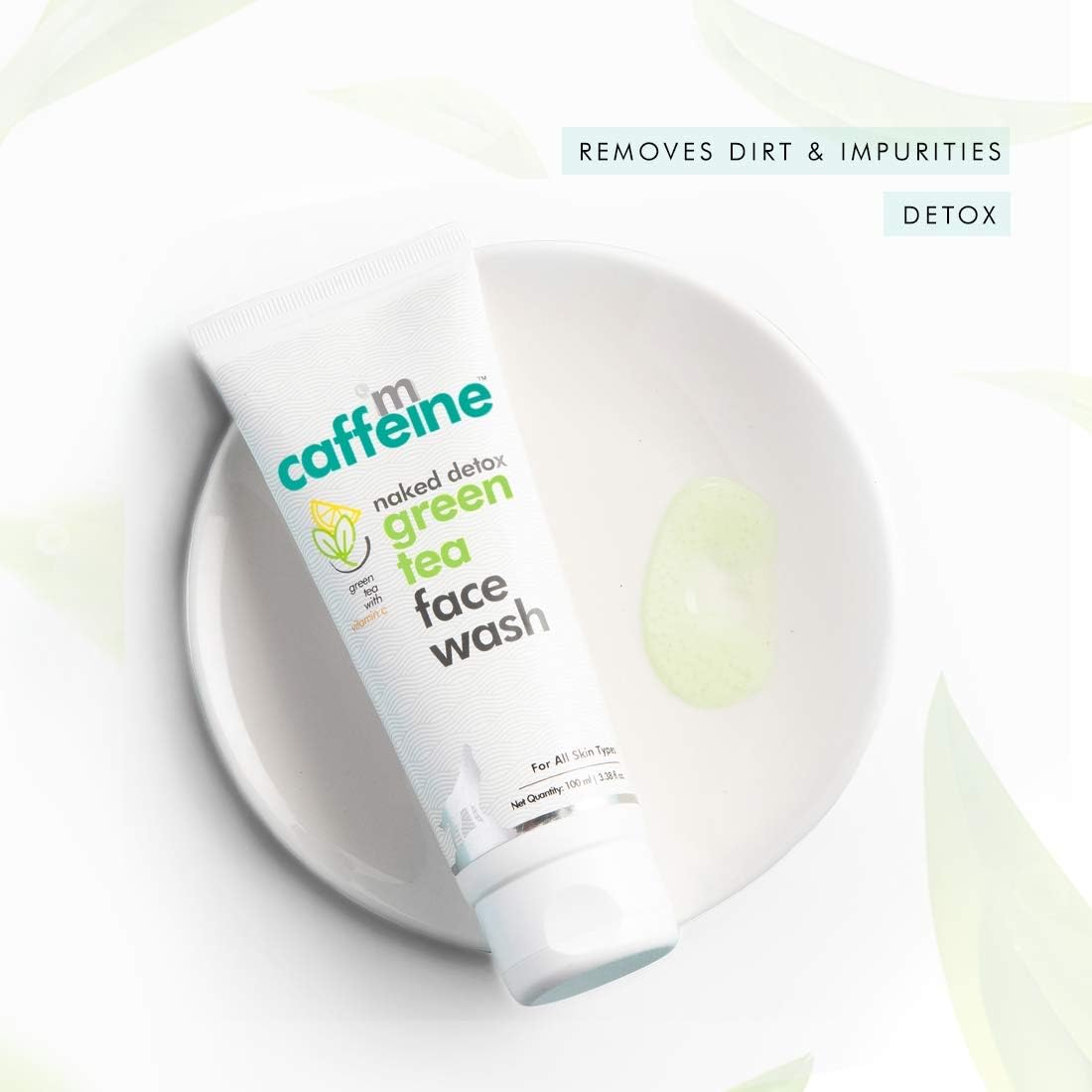 mcaffeine Vitamin C Face Wash with Green Tea, Hyaluronic Acid & Caffeine, 100ml - back view
