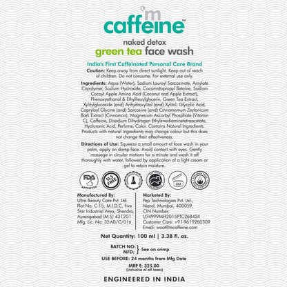 mcaffeine Vitamin C Face Wash with Green Tea, Hyaluronic Acid & Caffeine, 100ml - close-up detail