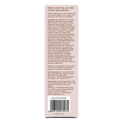 mCaffeine Water Light Gel Coffee Moisturizer, 50ml, Oil-Free Gel-Based Face Cream with Ceramide, Hyaluronic Acid, Vegan Chole