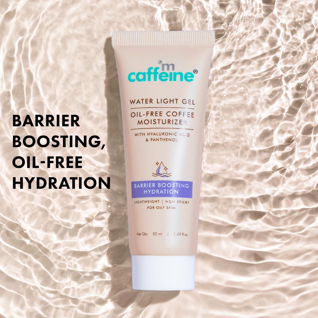 mCaffeine Water Light Gel Coffee Moisturizer, 50ml, Oil-Free Gel-Based Face Cream with Ceramide, Hyaluronic Acid, Vegan Chole