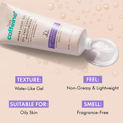 mCaffeine Water Light Gel Coffee Moisturizer, 50ml, Oil-Free Gel-Based Face Cream with Ceramide, Hyaluronic Acid, Vegan Chole