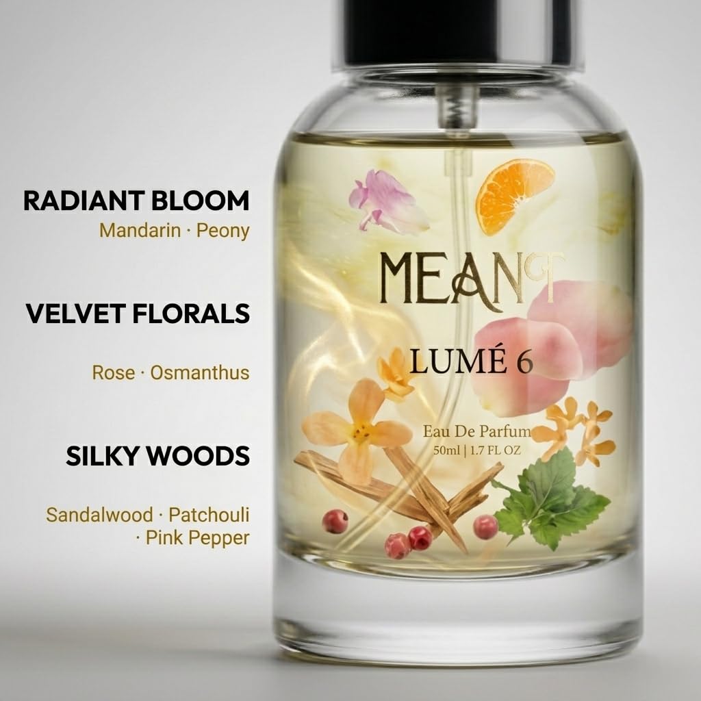 MEANT LUMÉ 6 Eau de Parfum for Women, 50ml, Fresh Floral Fragrance, 30% Oil Concentration - front view