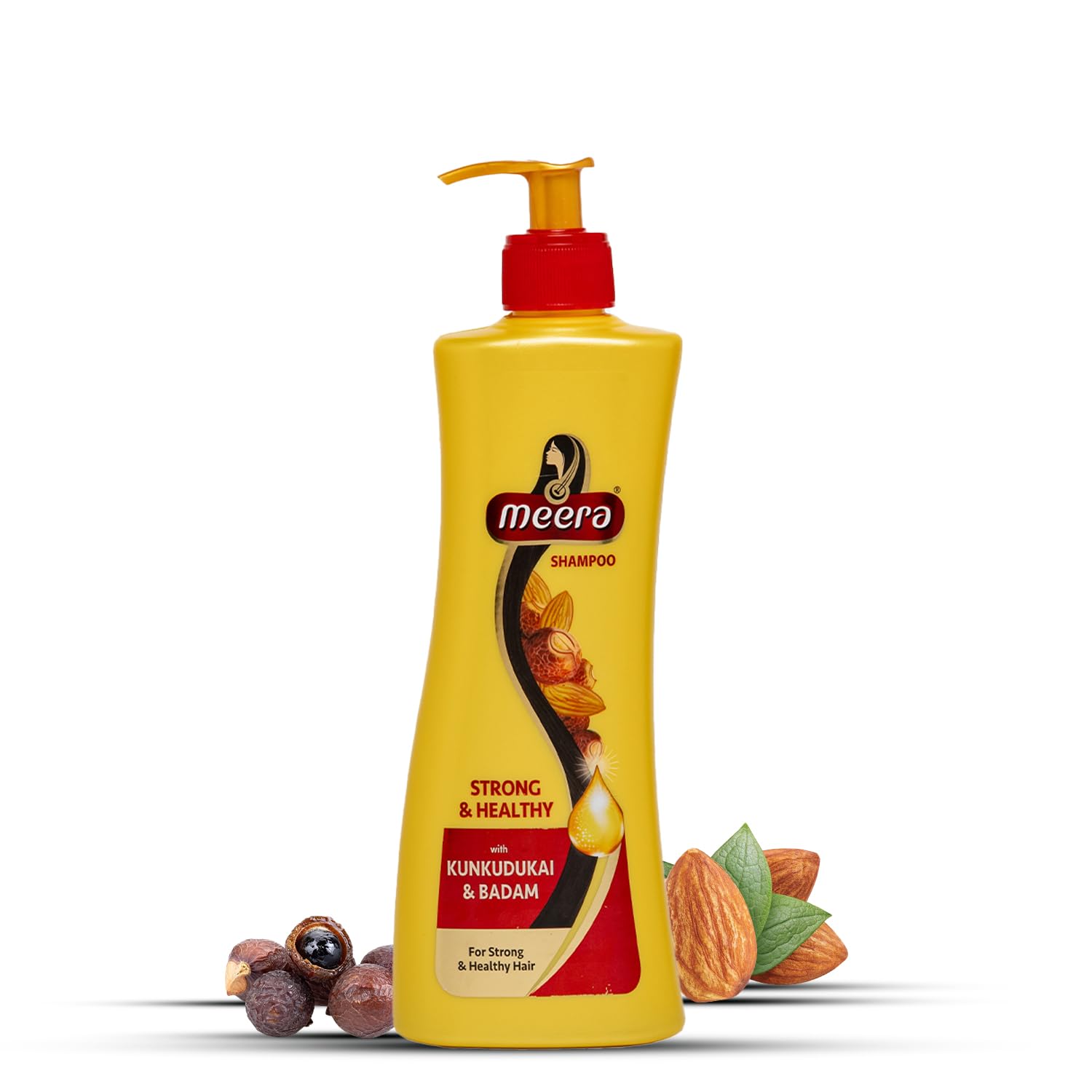 Meera Strong and Healthy Shampoo with Almond and Kunkudukai for Men and Women, Unisex Botanical Hair Cleanser