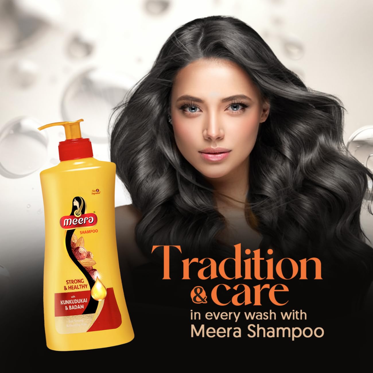 Meera Strong and Healthy Shampoo with Almond and Kunkudukai for Men and Women, Unisex Botanical Hair Cleanser - back view (16