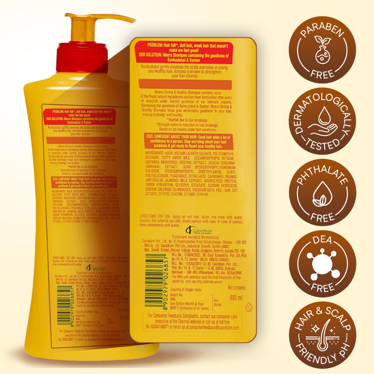 Meera Strong and Healthy Shampoo with Almond and Kunkudukai for Men and Women, Unisex Botanical Hair Cleanser - ingredients p