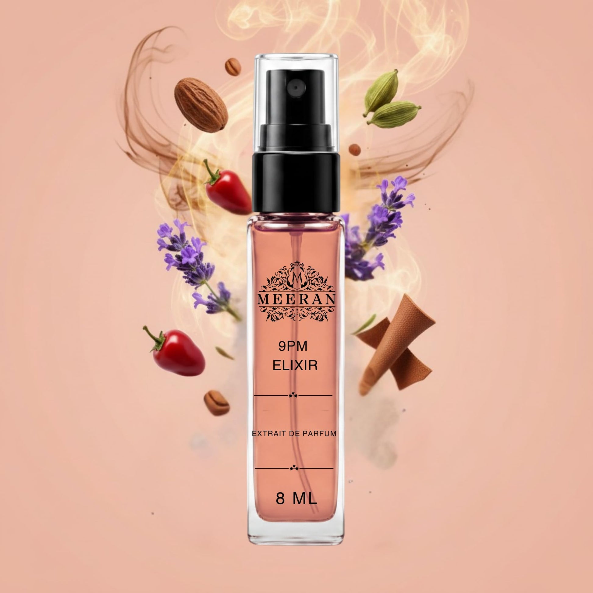 Meeran 9PM Elixir Extrait de Parfum, 8ml Unisex Concentrated Personal Fragrance - front view