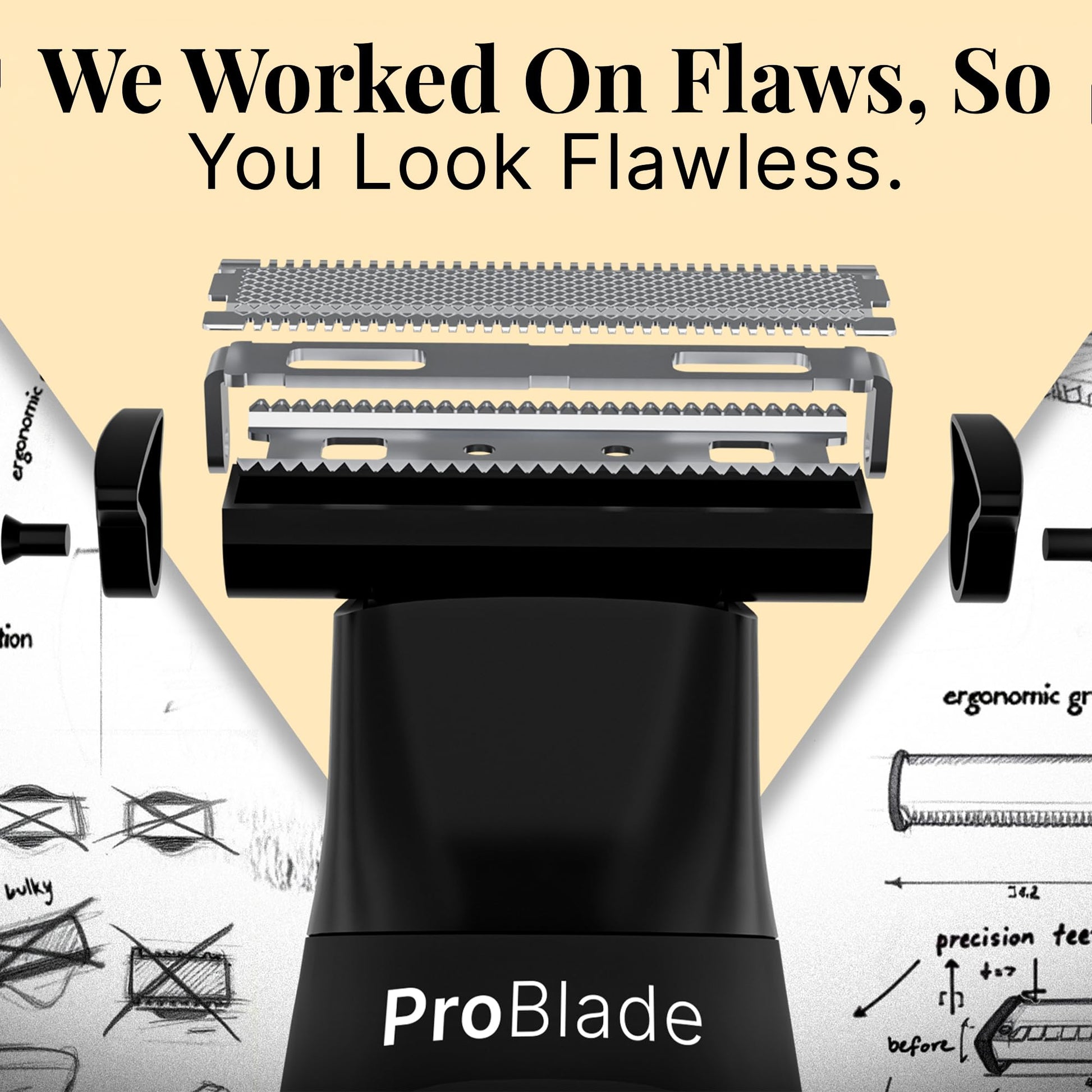 MENHOOD ProBlade 3-in-1 Hybrid Beard Trimmer Shaver, Adaptive Flex Neck, 120 Min Runtime, USB-C, LED, Waterproof, 4 Combs - l
