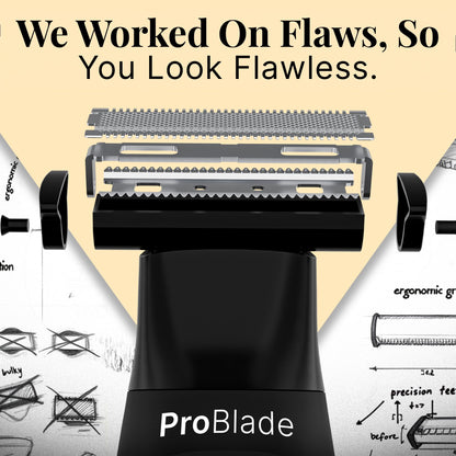 MENHOOD ProBlade 3-in-1 Hybrid Beard Trimmer Shaver, Adaptive Flex Neck, 120 Min Runtime, USB-C, LED, Waterproof, 4 Combs - l