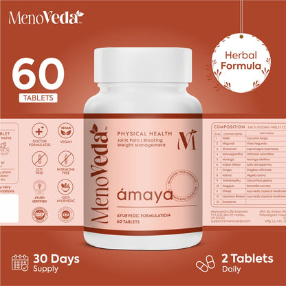 Menoveda Amaya Peri & Post Menopause Ayurvedic Herbal Supplement for Women 35+, 60 Count - back view