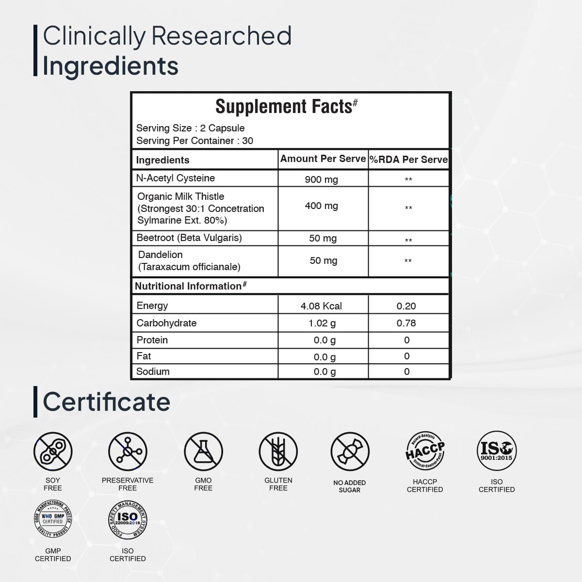 Miduty Herbal Supplement Milk Thistle Extract with N-Acetyl Cysteine 900mg Capsules - close-up detail