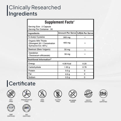 Miduty Herbal Supplement Milk Thistle Extract with N-Acetyl Cysteine 900mg Capsules - close-up detail