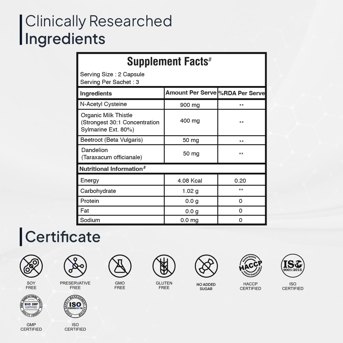 Miduty Herbal Supplement Milk Thistle Extract with N-Acetyl Cysteine 900mg Capsules - packaging