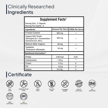 Miduty Herbal Supplement Milk Thistle Extract with N-Acetyl Cysteine 900mg Capsules - packaging