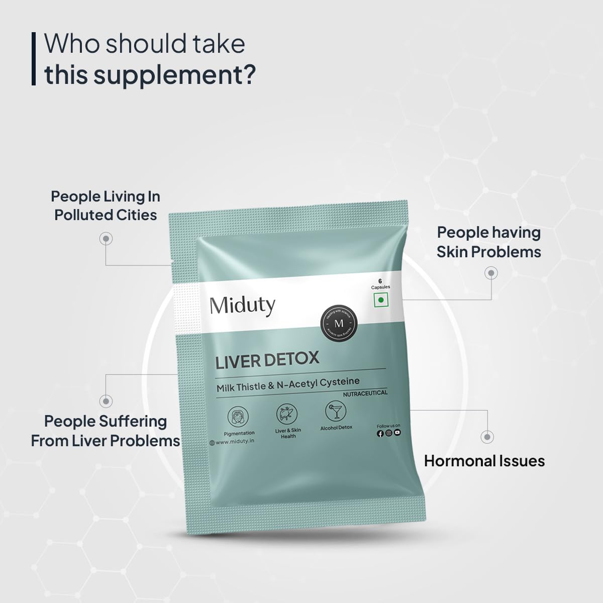 Miduty Herbal Supplement Milk Thistle Extract with N-Acetyl Cysteine 900mg Capsules - label detail