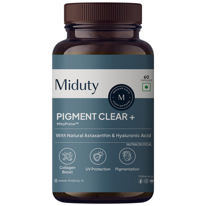 Miduty Pigment Clear+ Skin Support Supplement, 60 Capsules, Collagen Formula, Adult Unisex