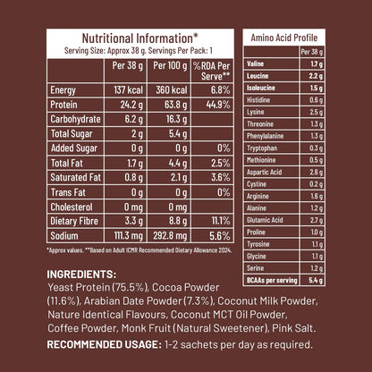 Millé: A Supergrain Co. Dark Chocolate Fermented Yeast Plant Protein Powder, Vegan, Dairy-Free, Soy-Free, Gluten-Free, Monk F