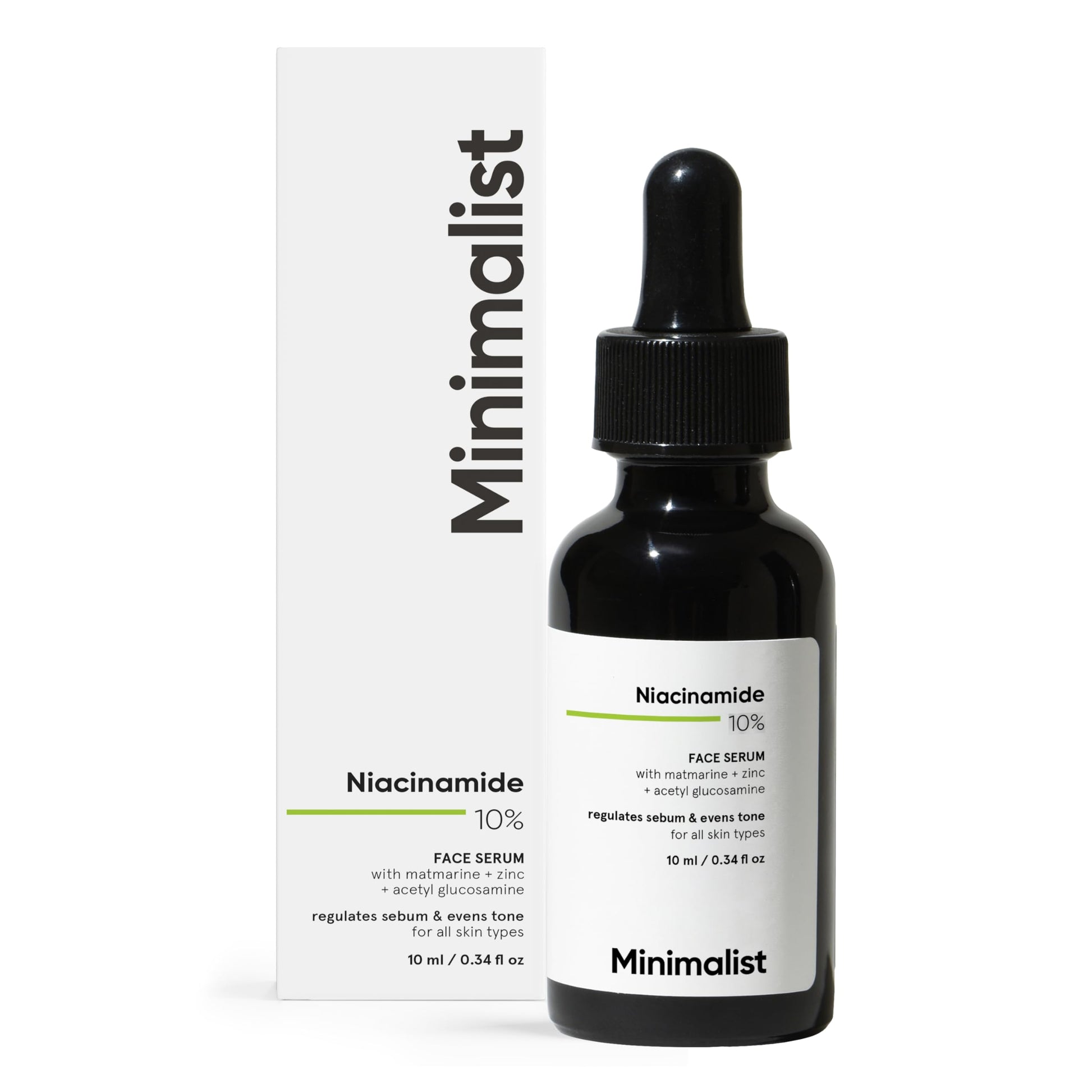 Minimalist 10% Niacinamide Serum with Zinc, Face Serum for Oily & Acne-Prone Skin, Vitamin B3, Fragrance-Free, Non-Comedogeni